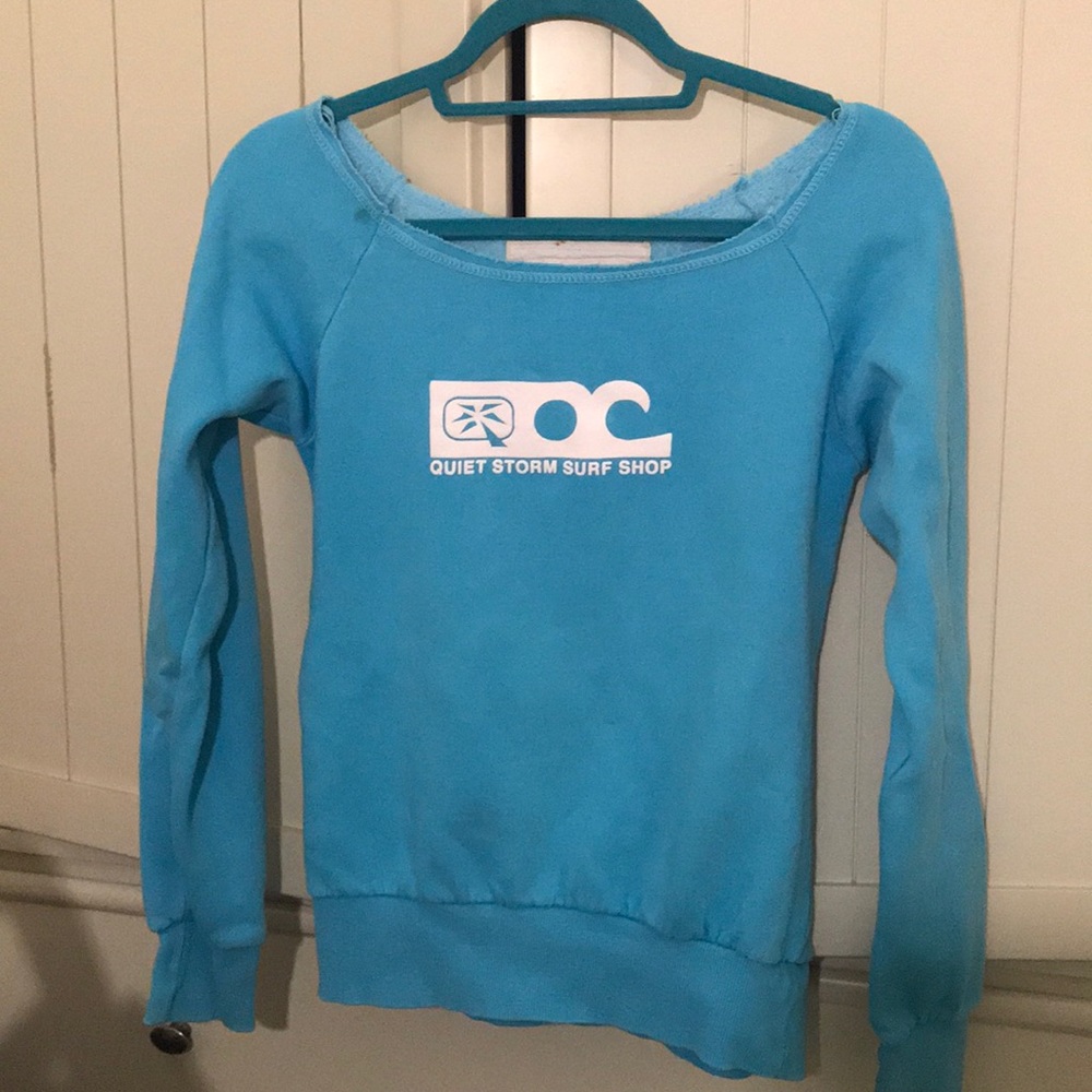 Quiet Storm Surf Shop blue sweatshirt
